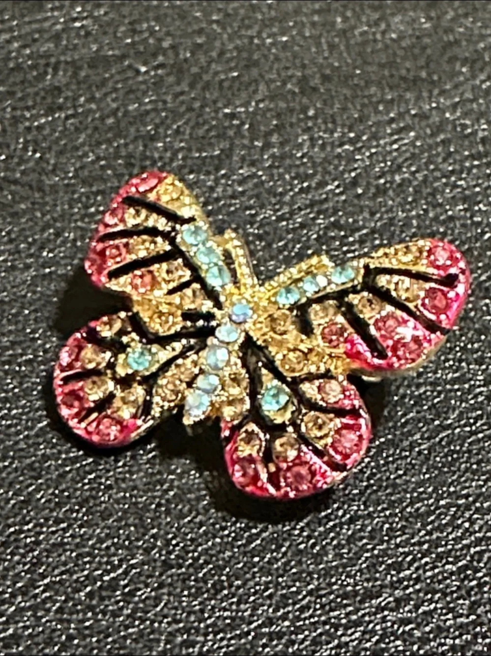 Roman 2017 Bereavement 18k Gold Plate & Crystal Accent Butterfly Brooch